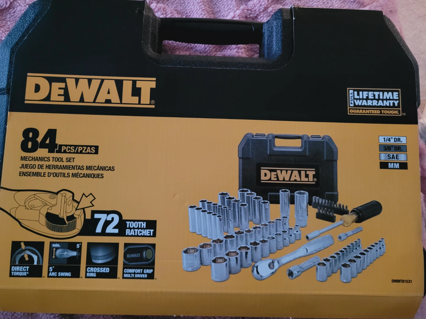 DEWALT 84 Piece Mechanics Ratchet and Socket Tool Set