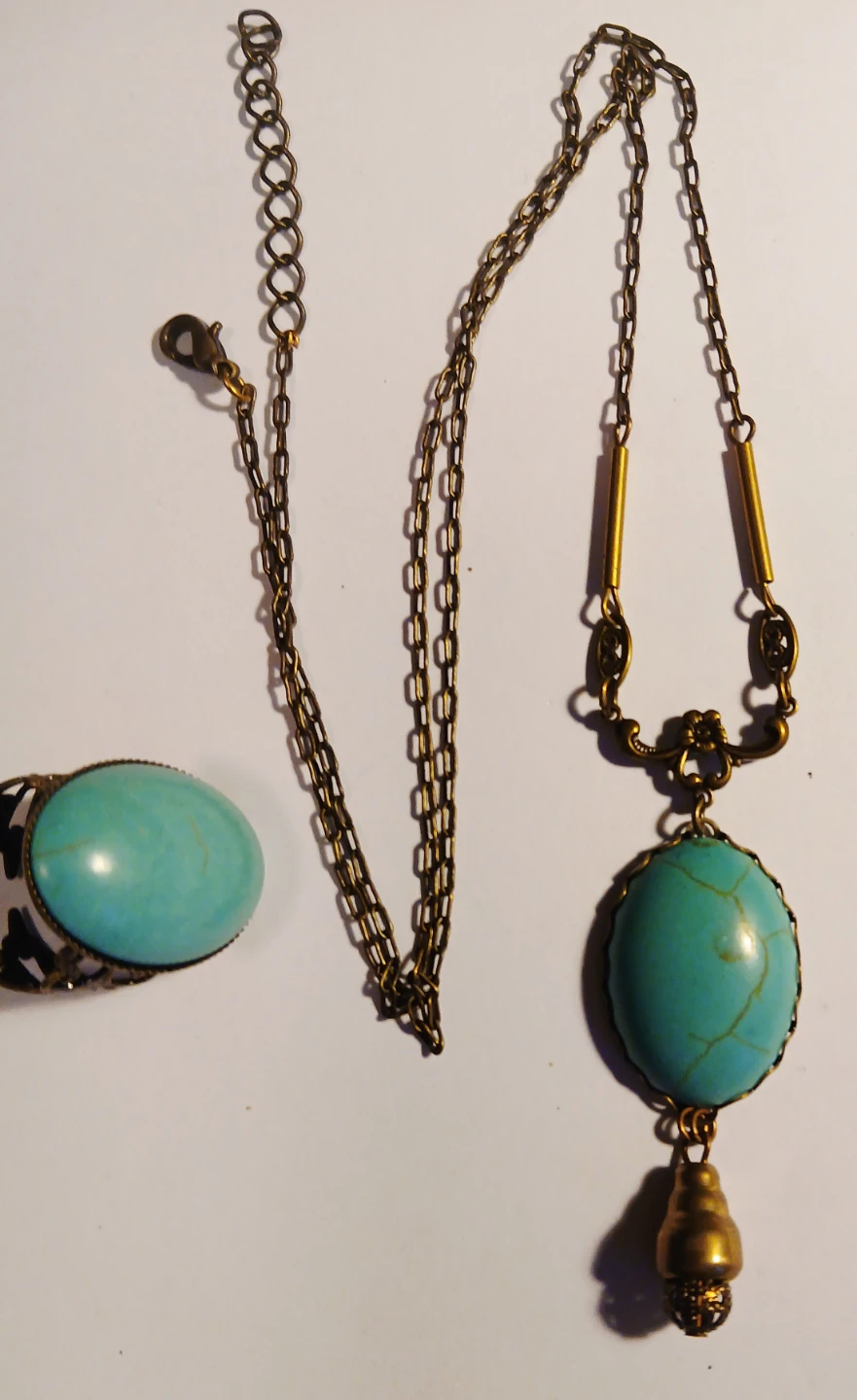 Turquoise Pendant Necklace and Ring Set - photo 5