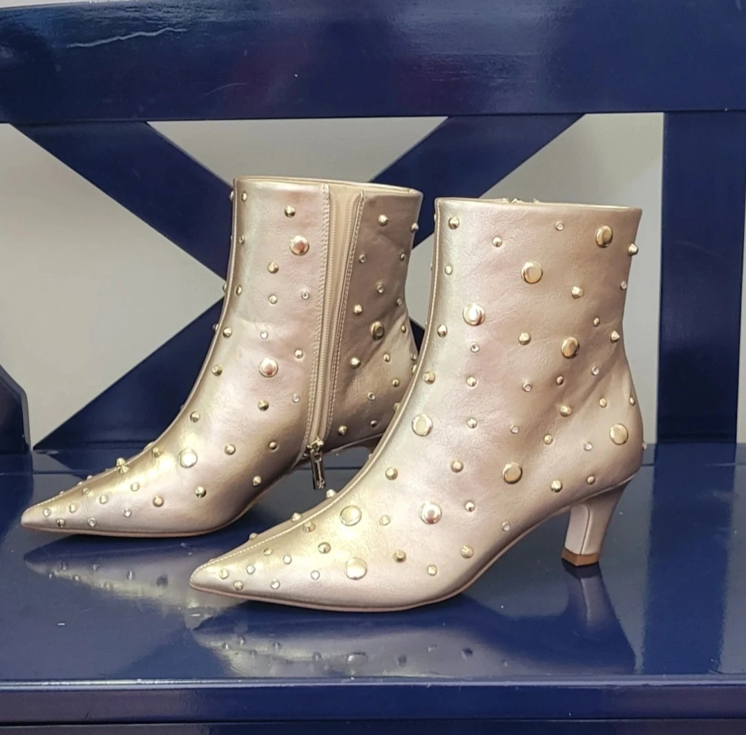 Jessica Simpson Viviana Ankle Boots - Gold, Size 7 - photo 3