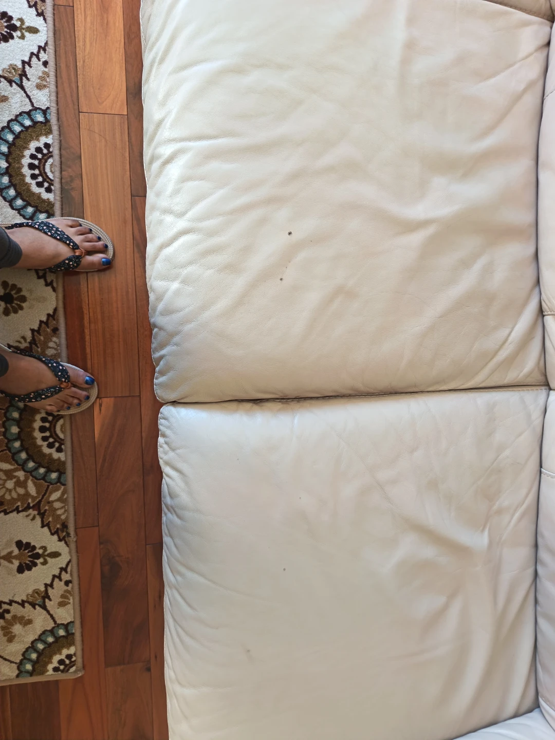 Beige Leather Sofa - photo 2