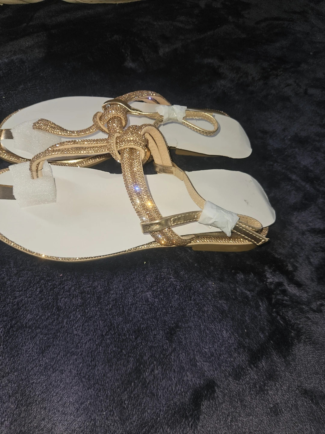 Gold Embellished Flat Sandals - photo 2