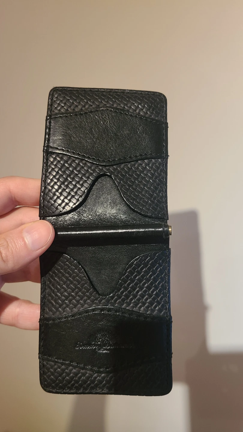 Black Leather Money Clip Wallet
