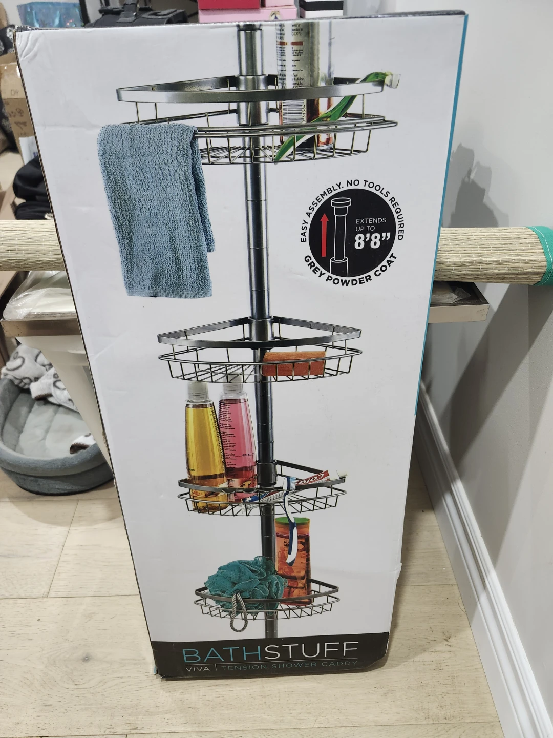 BATHSTUFF VIVA Tension Shower Caddy Grey Powder Coat