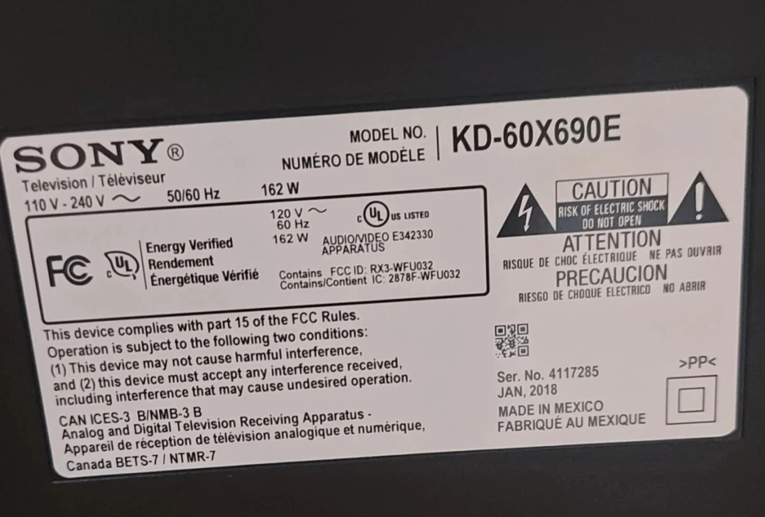 Sony Television - 60" (BACK LIGHT BROKEN) - photo 2