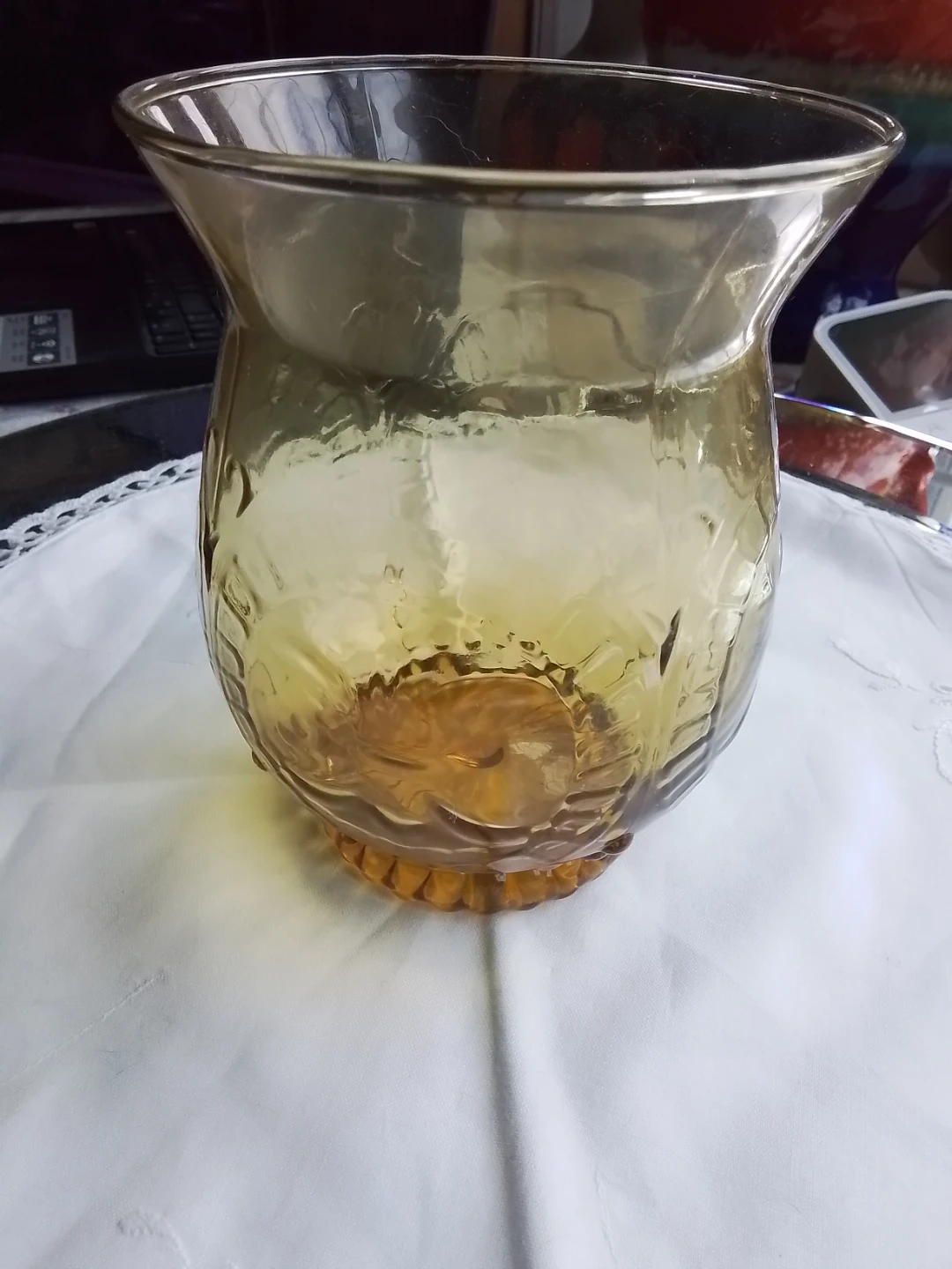 Amber Glass Embossed Vase - photo 2