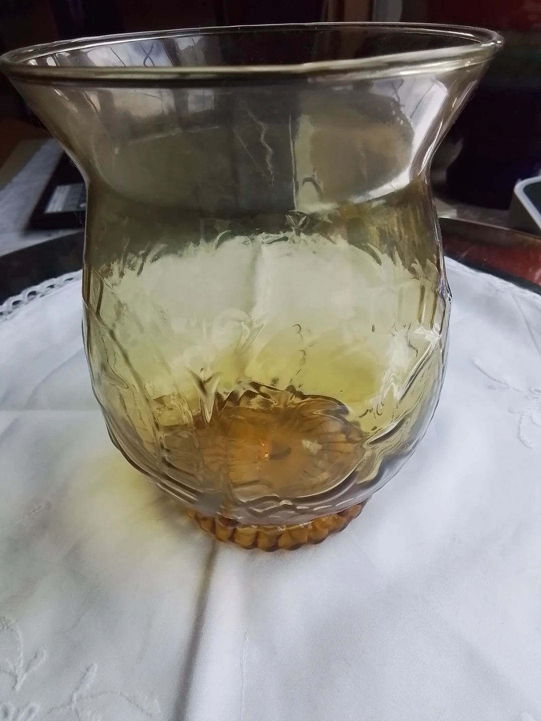 Amber Glass Embossed Vase - photo 4