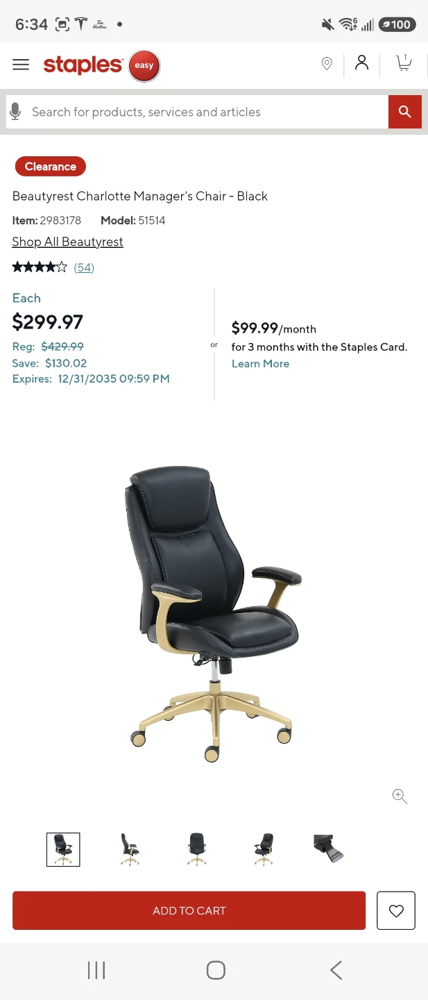 Beautyrest Charlotte Manager's Chair - Black