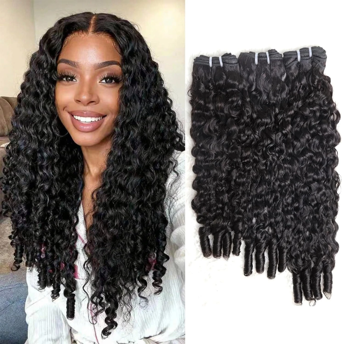Black Curly Human Hair Weave