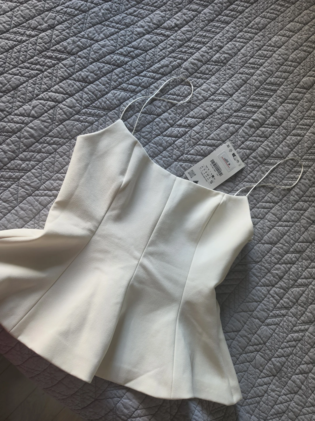 Zara White Spaghetti Strap Peplum Top