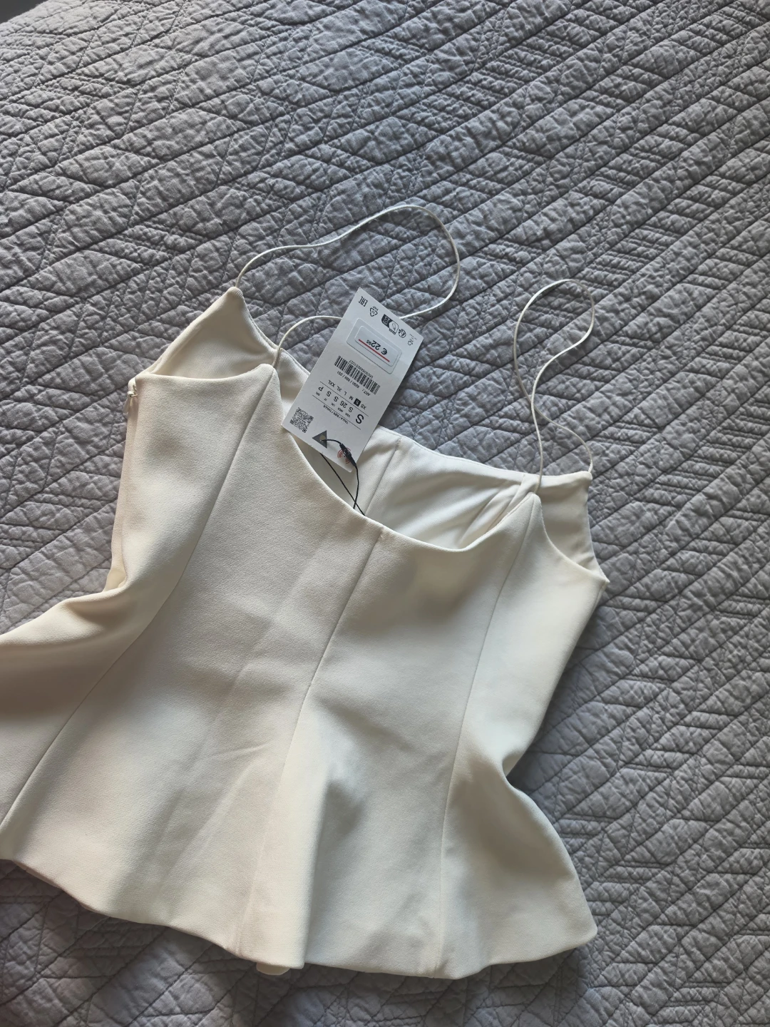 Zara White Spaghetti Strap Peplum Top - photo 3