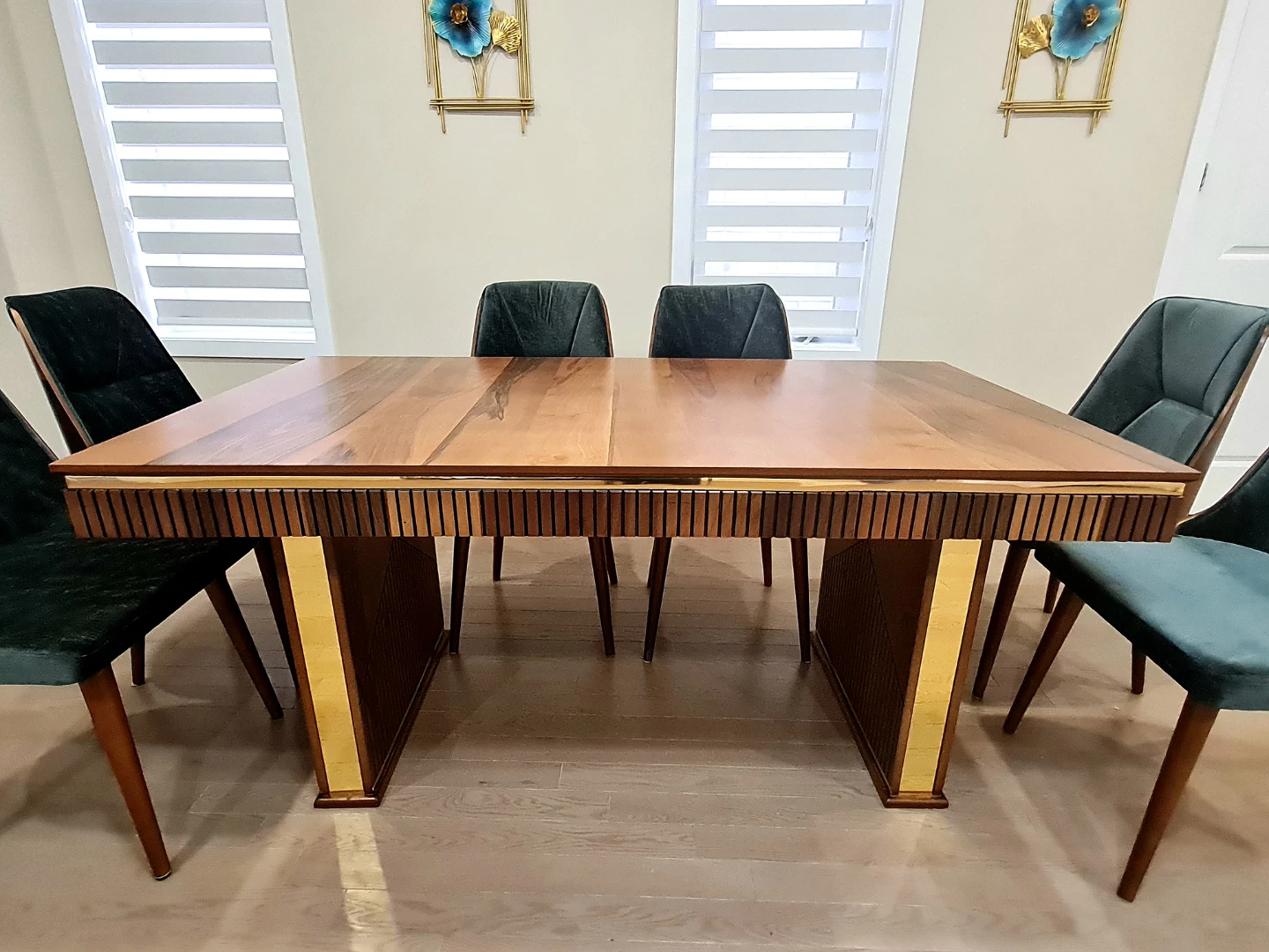 Wooden Dining Table with Gold Accents - photo 2