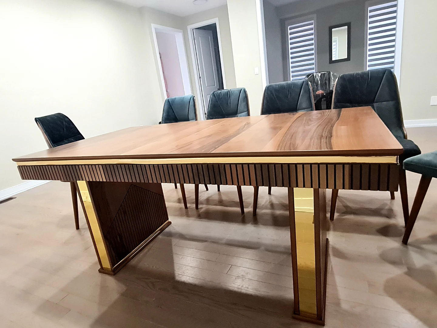 Wooden Dining Table with Gold Accents - photo 3