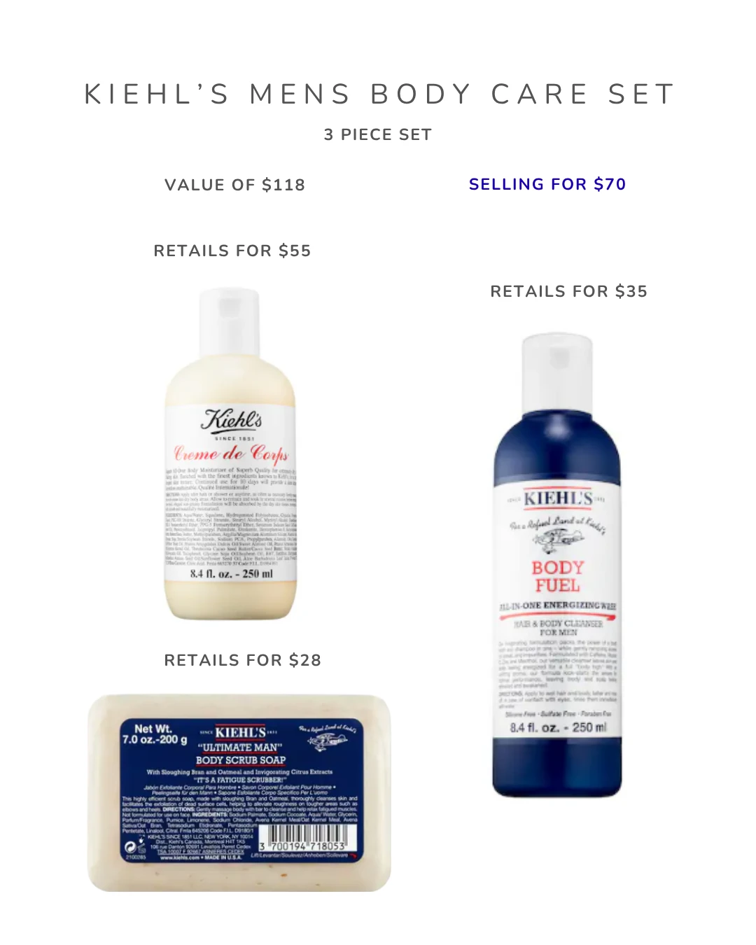 Kiehl's Men's Body Care Set - 3 Piece