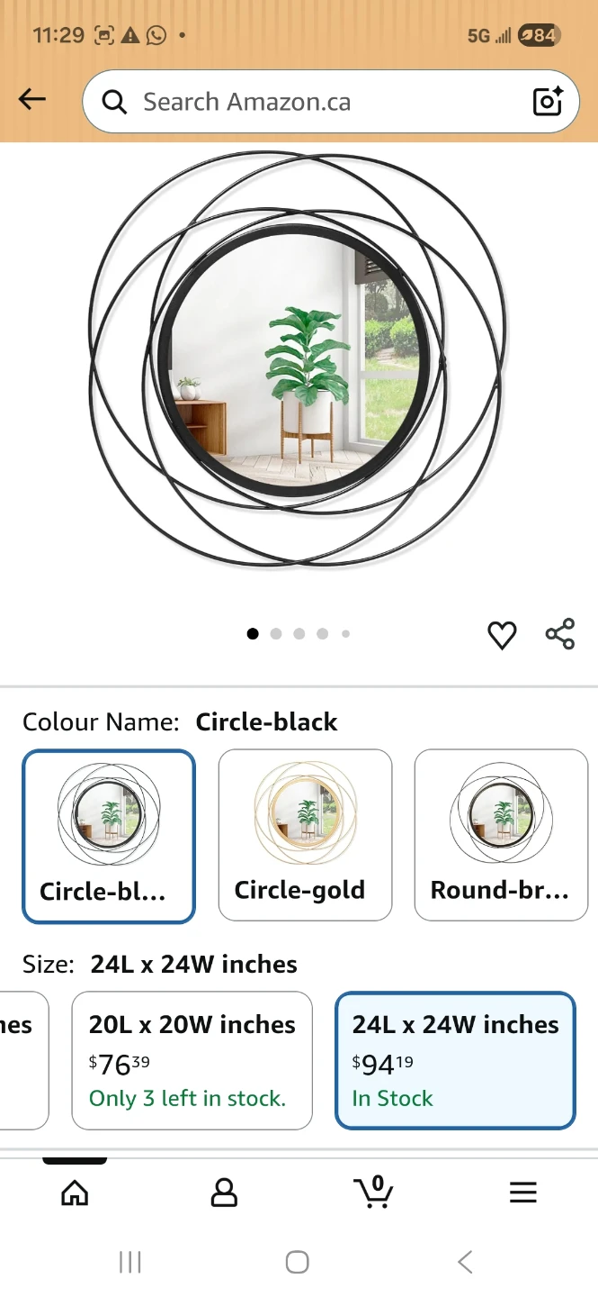 HLFMVWE Black Framed Round Wall Decor Mirror 24" - photo 2