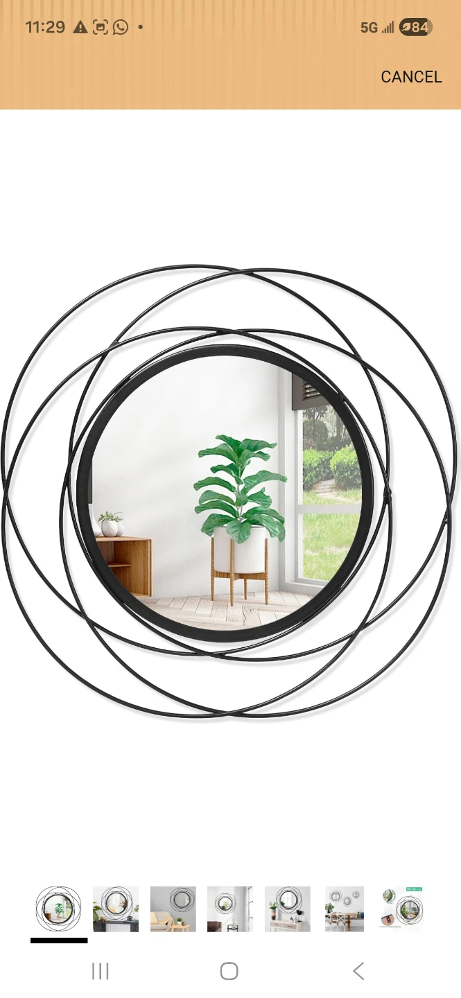 HLFMVWE Black Framed Round Wall Decor Mirror 24" - photo 3