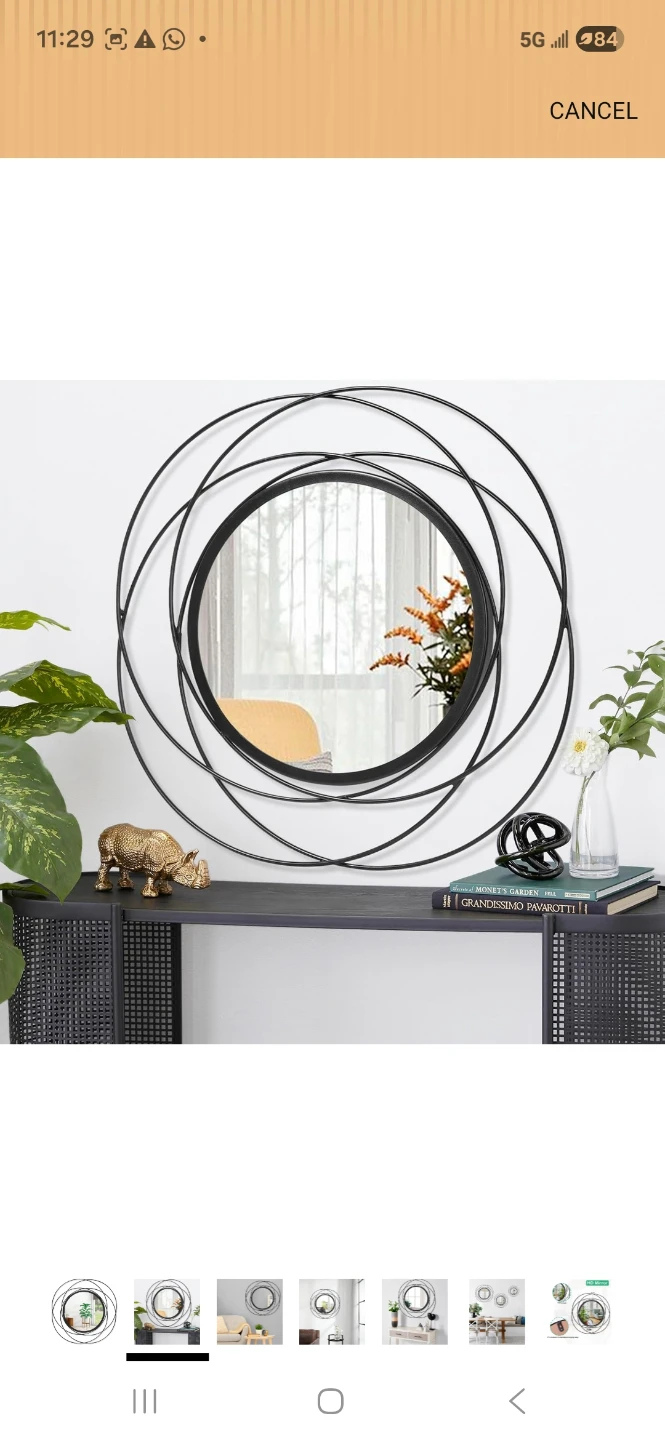 HLFMVWE Black Framed Round Wall Decor Mirror 24" - photo 4
