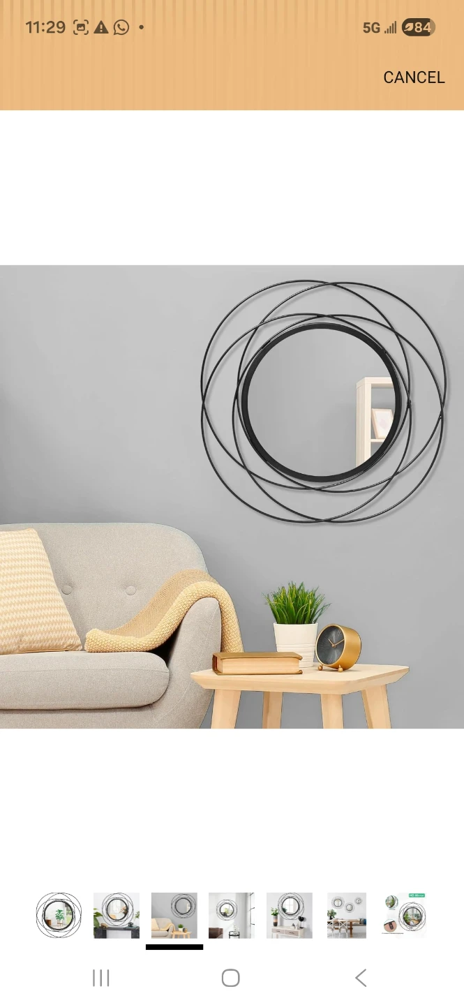 HLFMVWE Black Framed Round Wall Decor Mirror 24" - photo 5