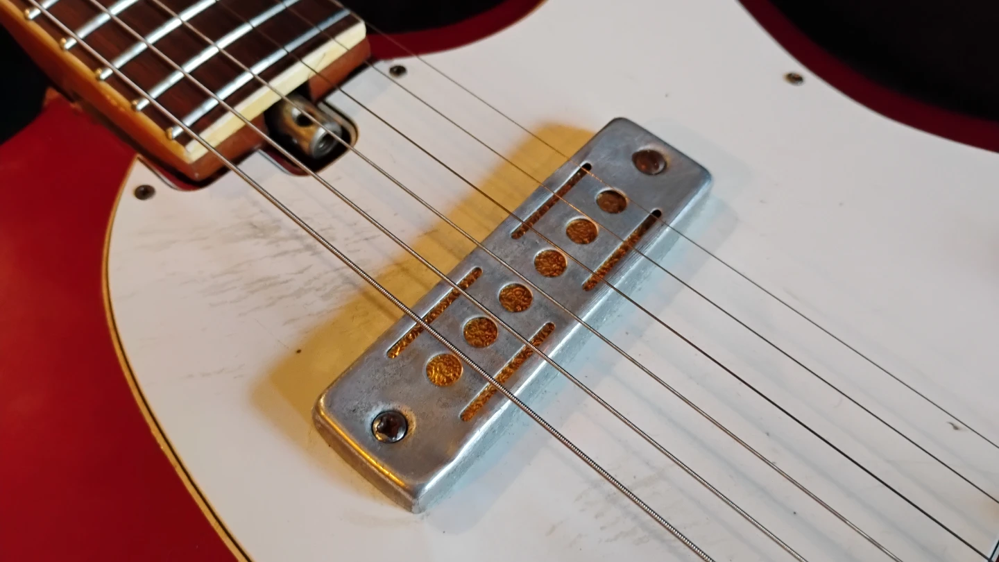 60s Red Teisco Electric Guitar with Case - photo 3