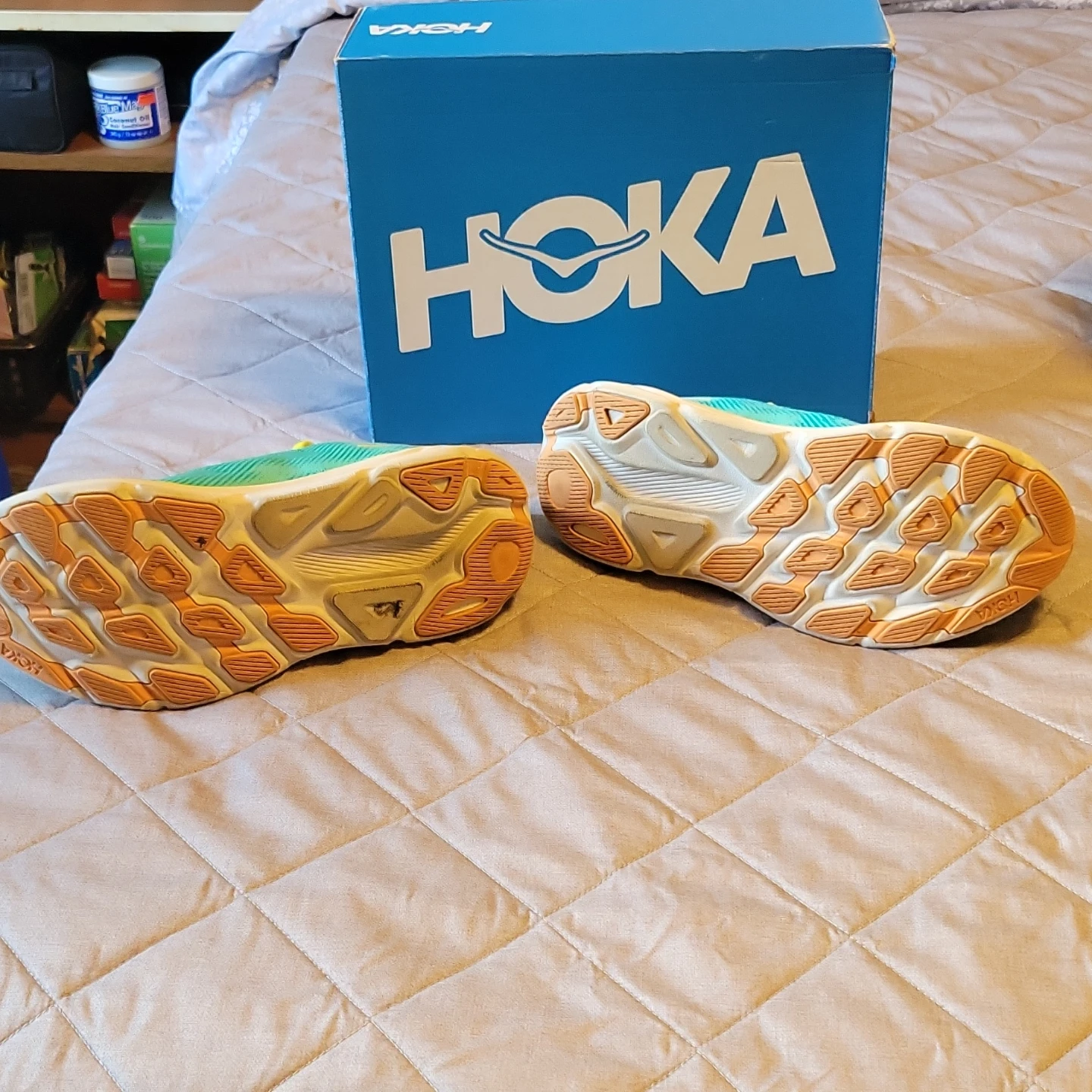 Hoka Clifton 8 Running Shoes - Teal/Orange/Yellow
