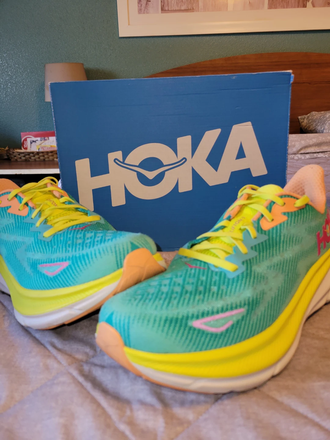 Hoka Clifton 8 Running Shoes - Teal/Orange/Yellow - photo 4