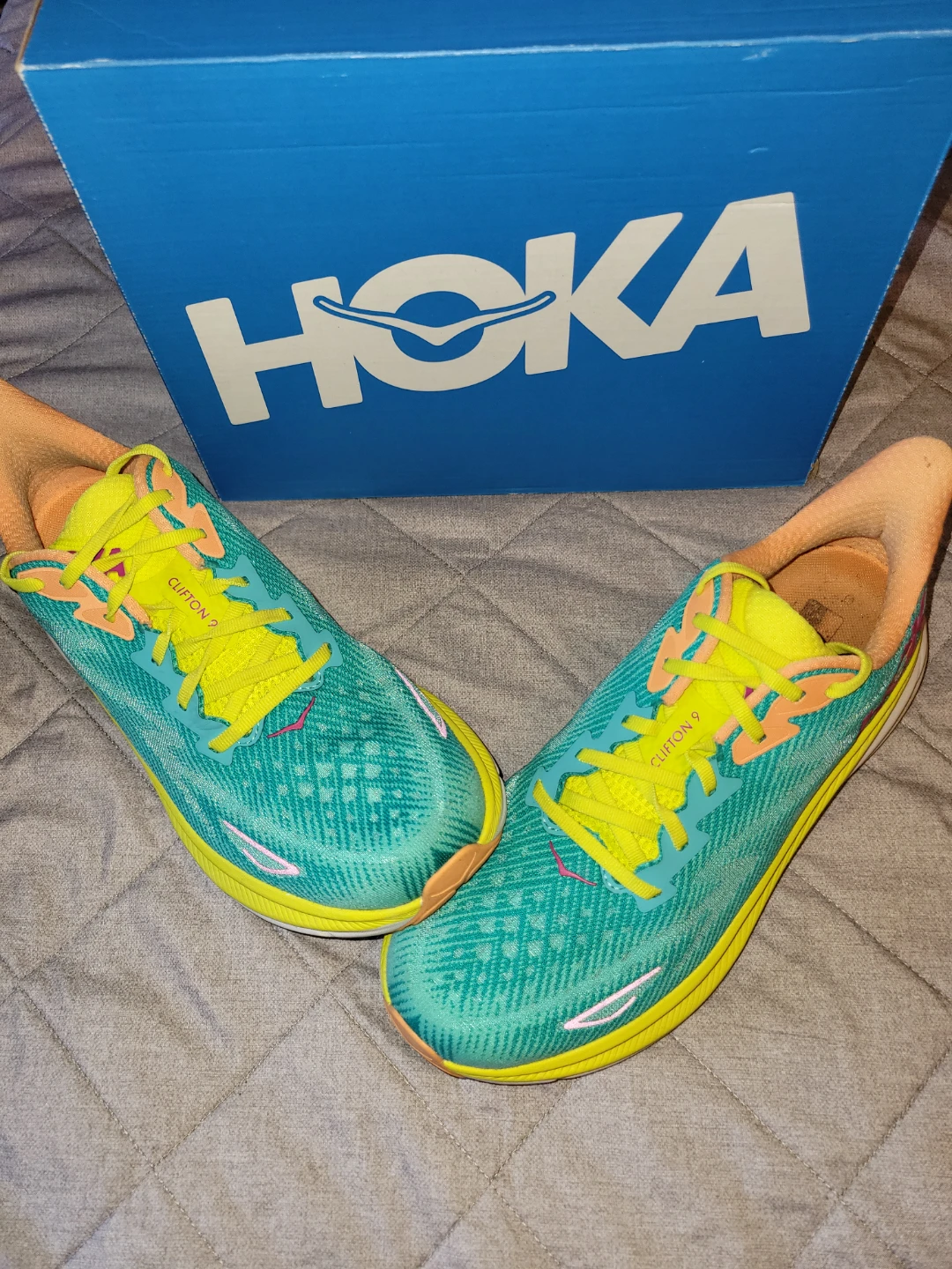 Hoka Clifton 8 Running Shoes - Teal/Orange/Yellow - photo 5