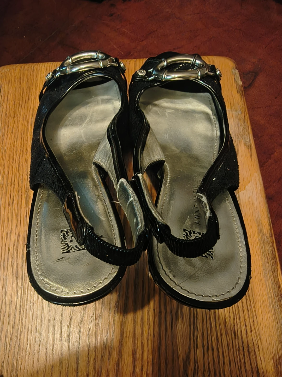 Anne Klein Black Slingback Peep Toe Heels