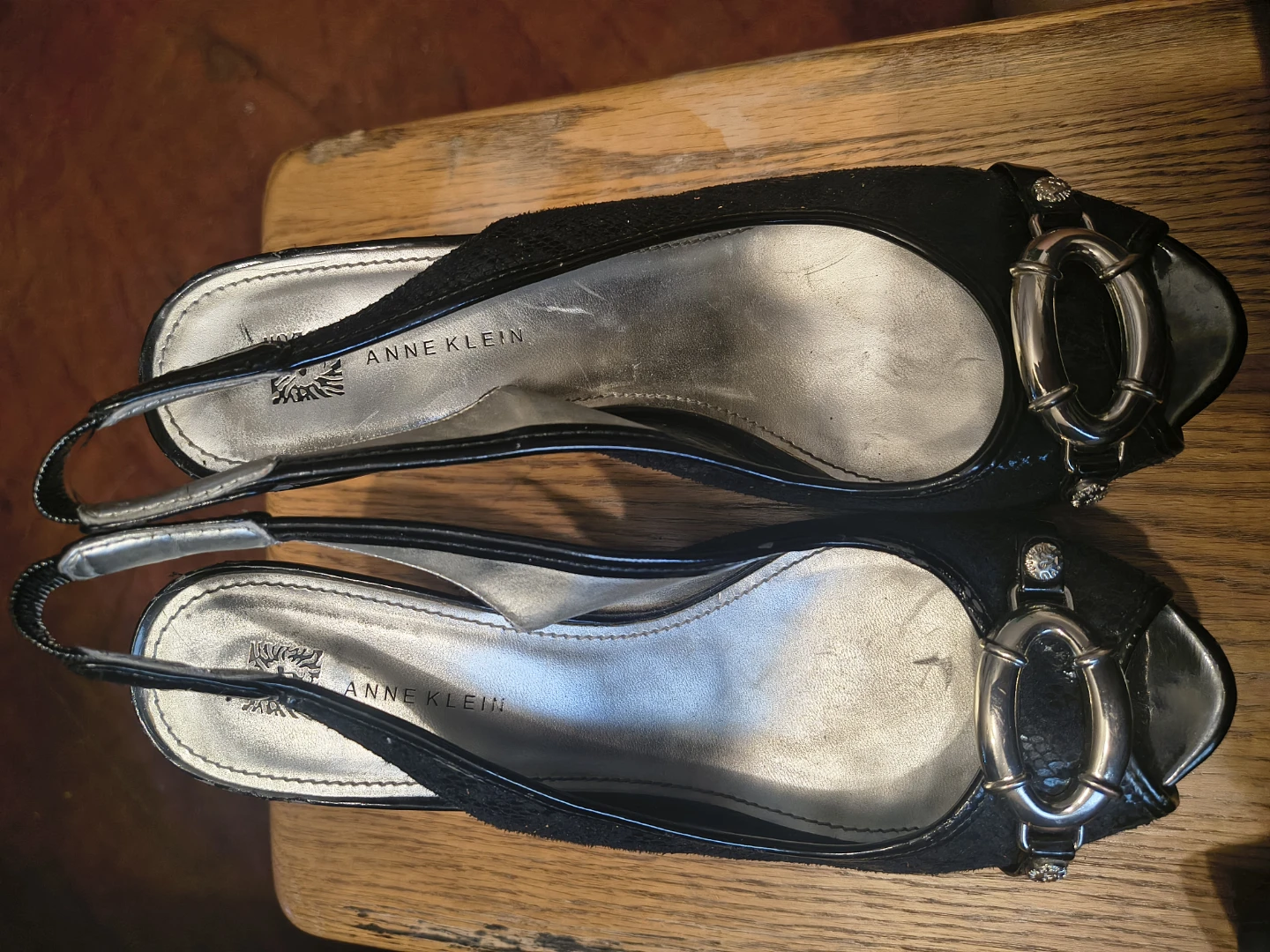 Anne Klein Black Slingback Peep Toe Heels - photo 3
