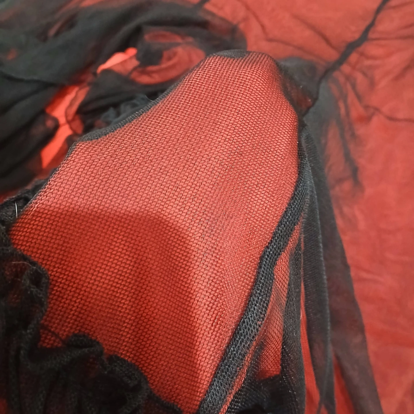 ⚽ Red and Black Gothic Mesh Layered Skirt - photo 3