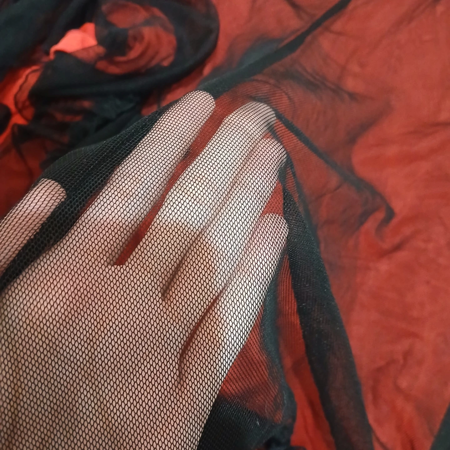 ⚽ Red and Black Gothic Mesh Layered Skirt - photo 4