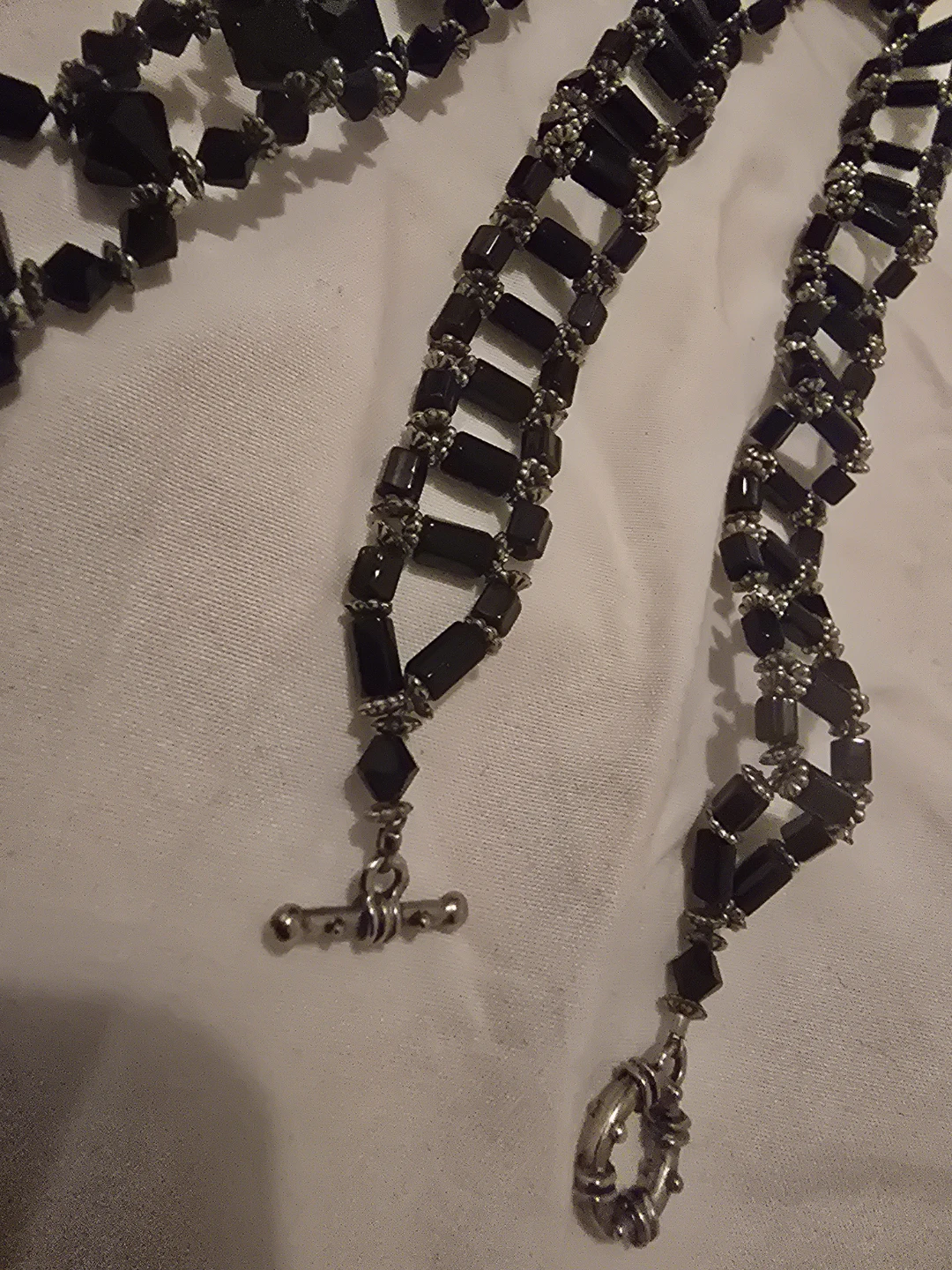 Handmade Black Crystal and glass Beaded Necklace Chokers - photo 3