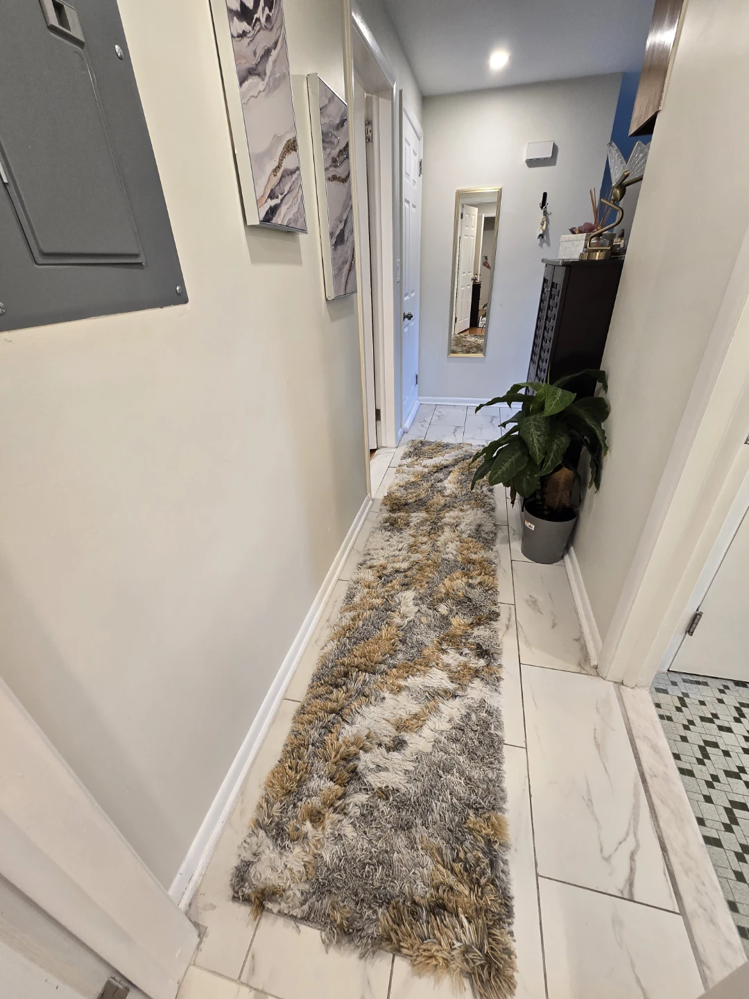 Plush Runner Rug - Cream, Tan & Gray