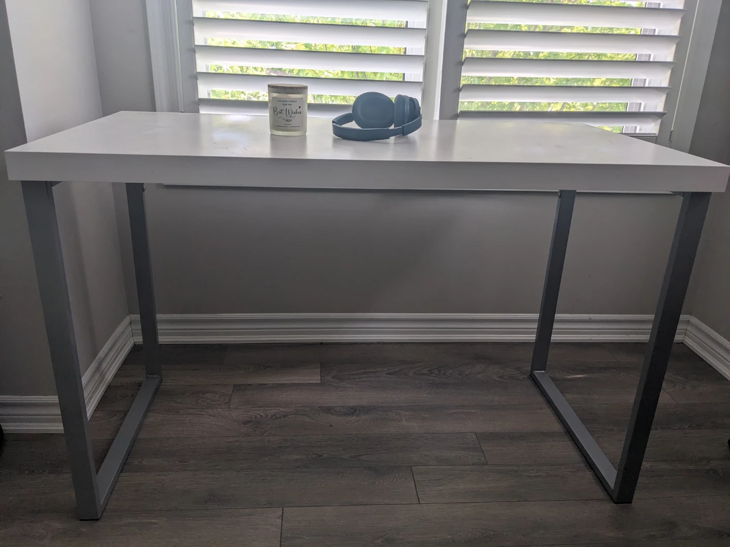 Sturdy White Desk with Grey Legs