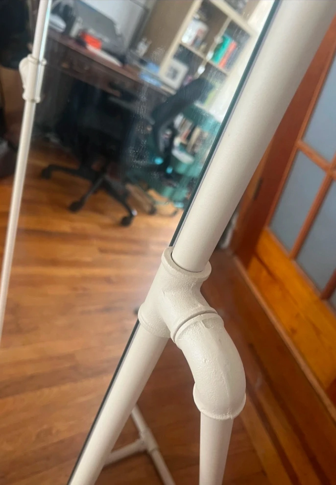 IKEA White Full Length Mirror with PVC Pipe Frame - photo 3