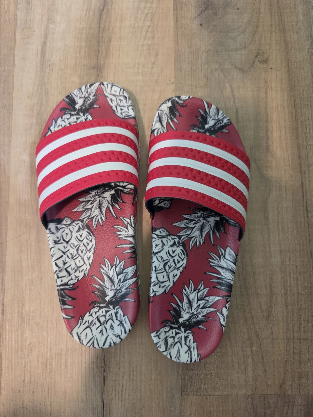 Adidas Slides - Red Pineapple Print