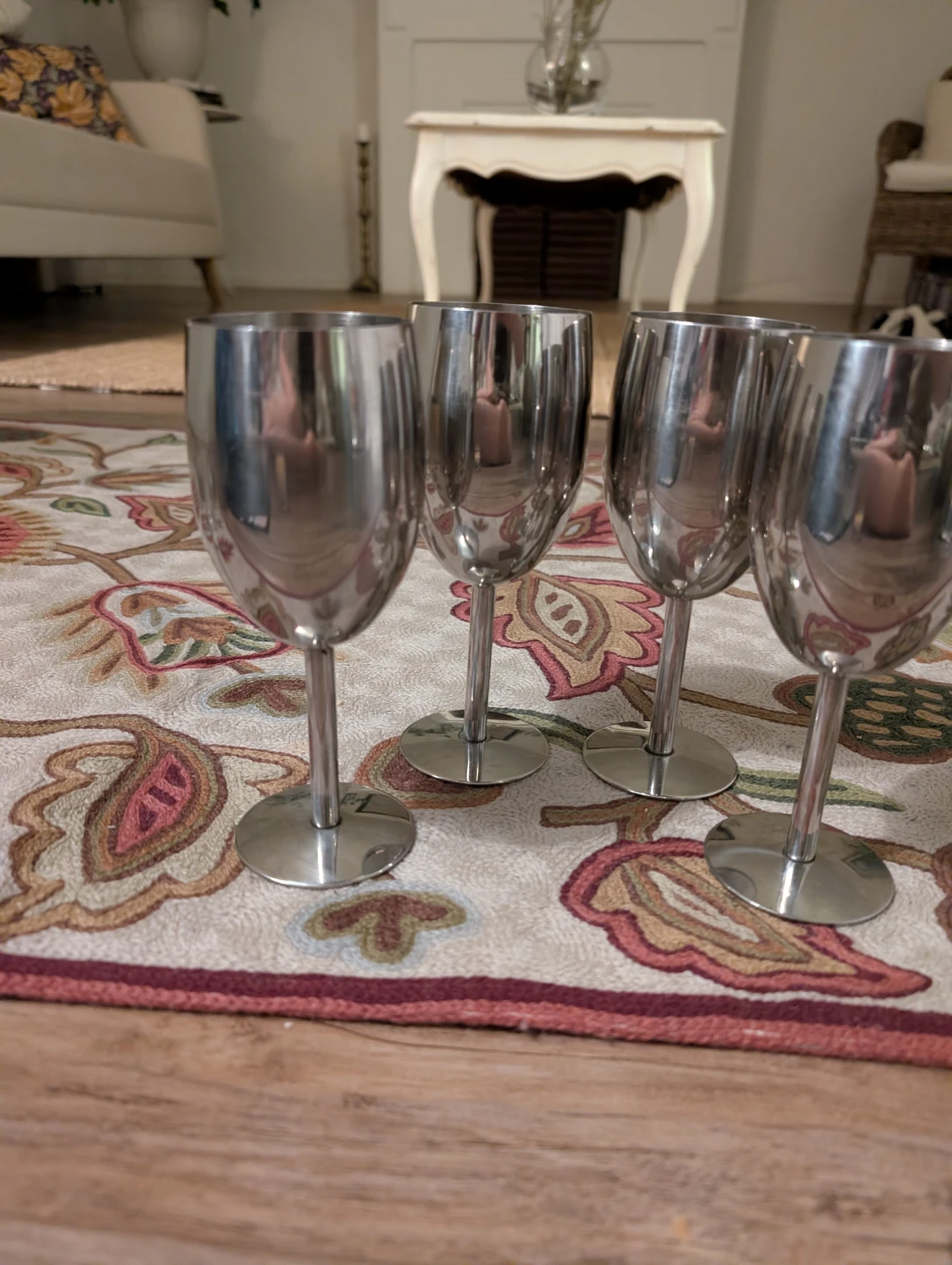 Set of 4 Stainless Steel Wine Glasses