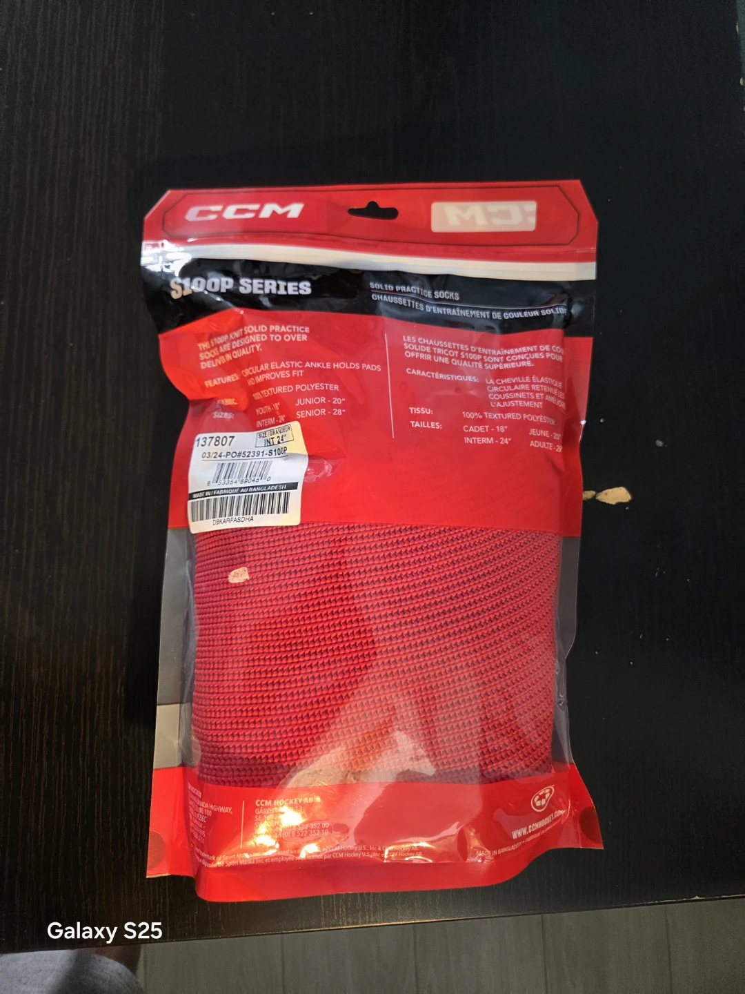 CCM Interm 24" Solid Practice Hockey Socks Red - photo 2
