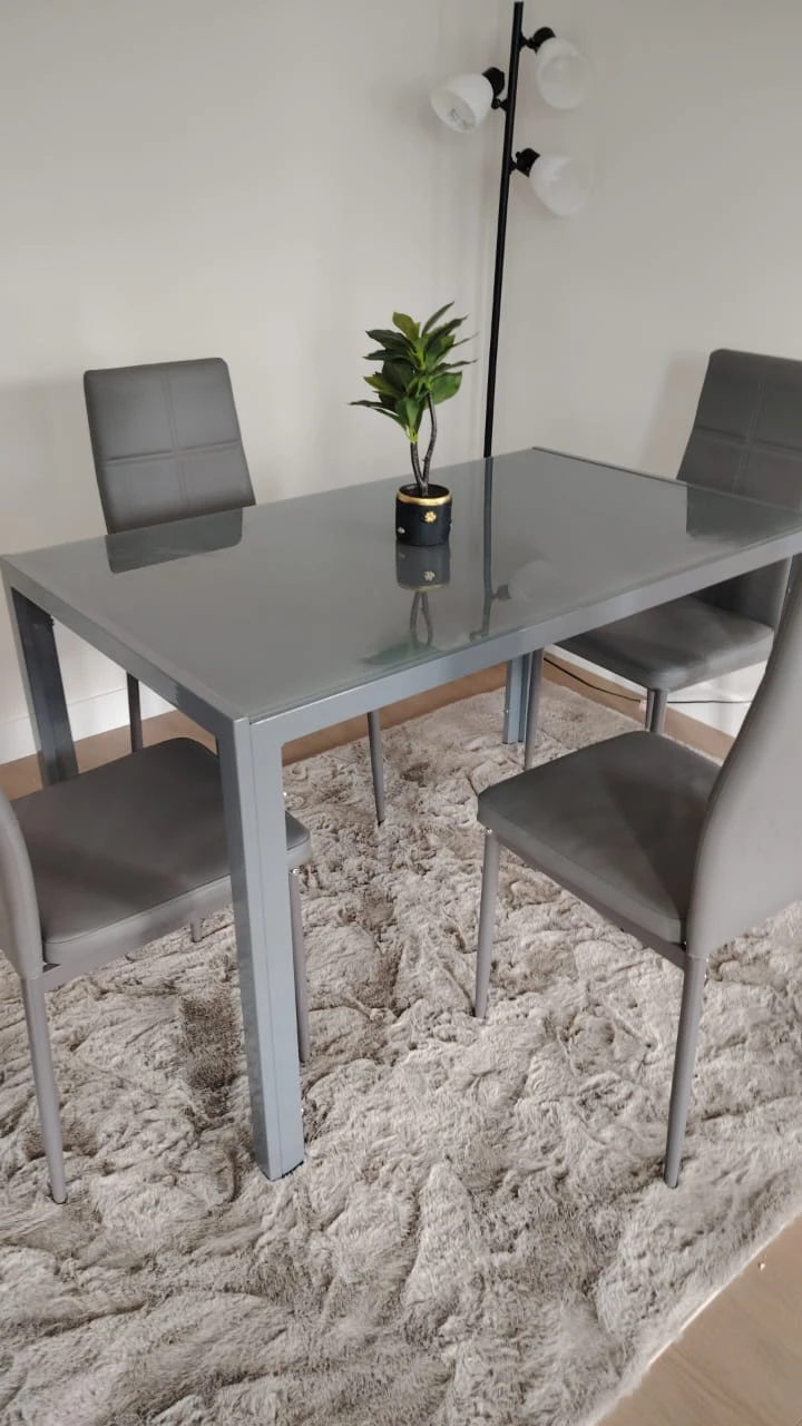 Grey Dining Table and 4 Chairs Set