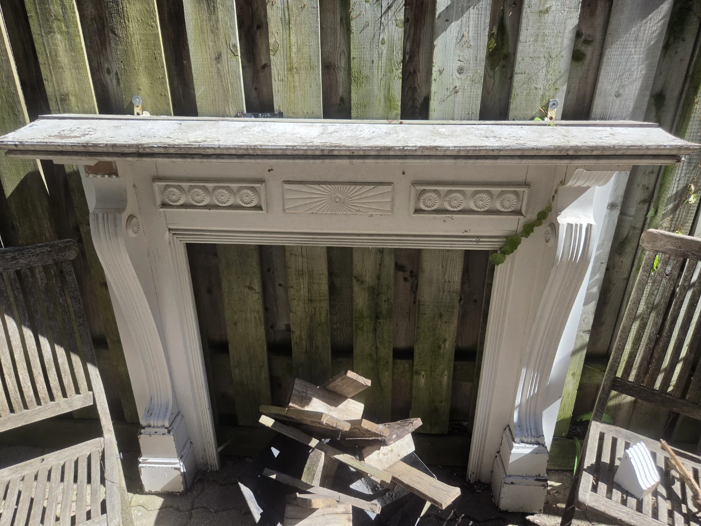 White Wooden Fireplace Mantel