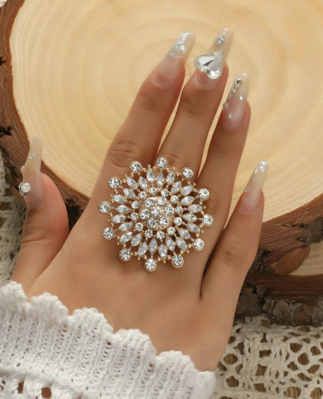 Pearl and Rhinestone Statement Ring