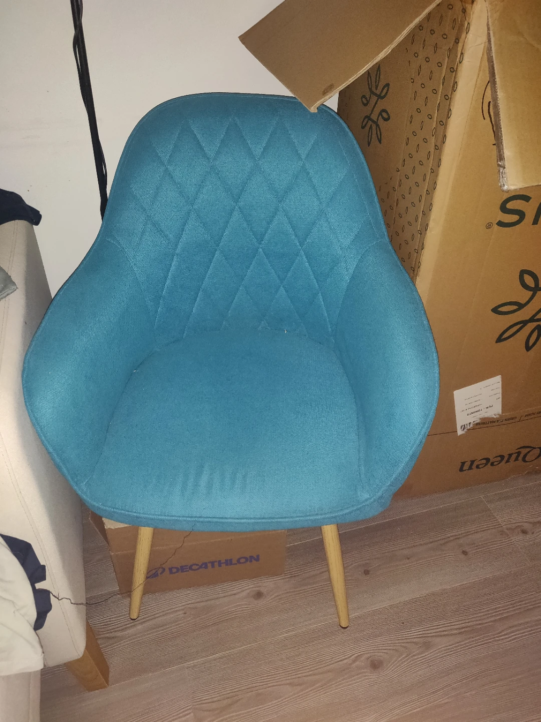 Teal Accent Chair with Diamond Stitching