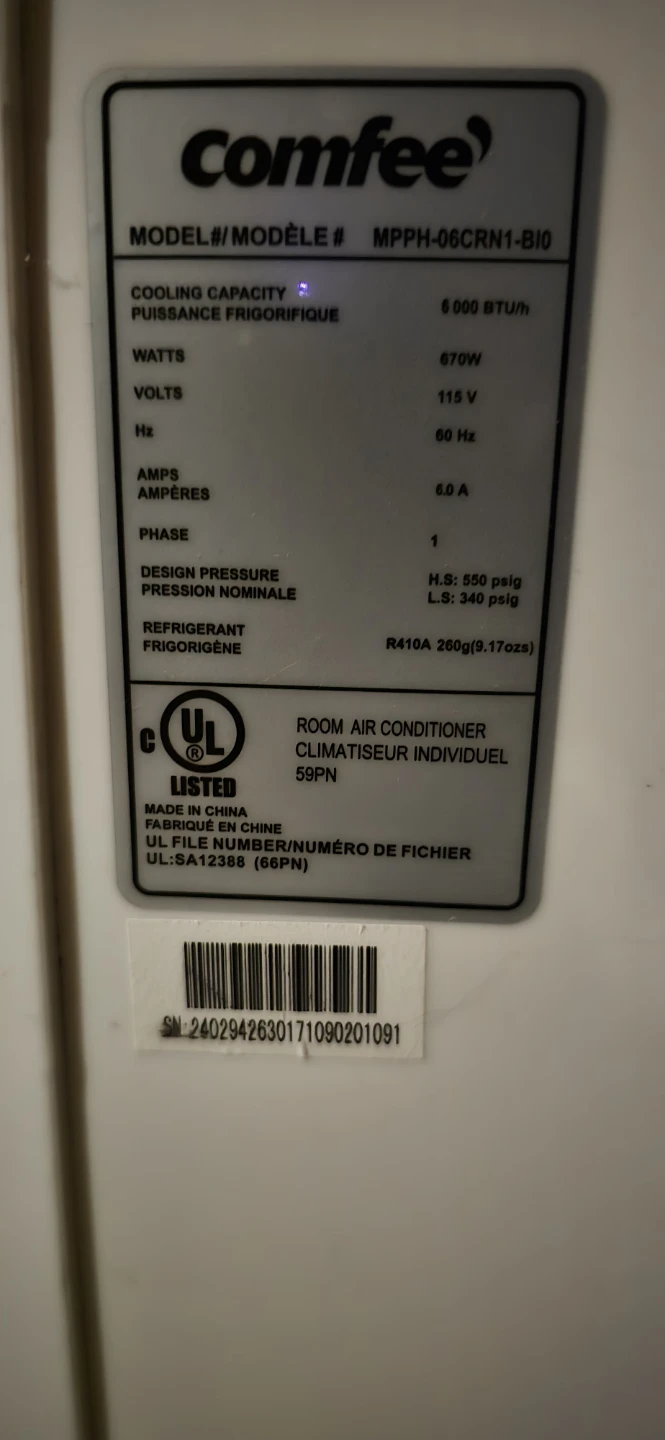 Comfee Portable Air Conditioner MPPH-06CRN1-BIO 5000 BTU - photo 3