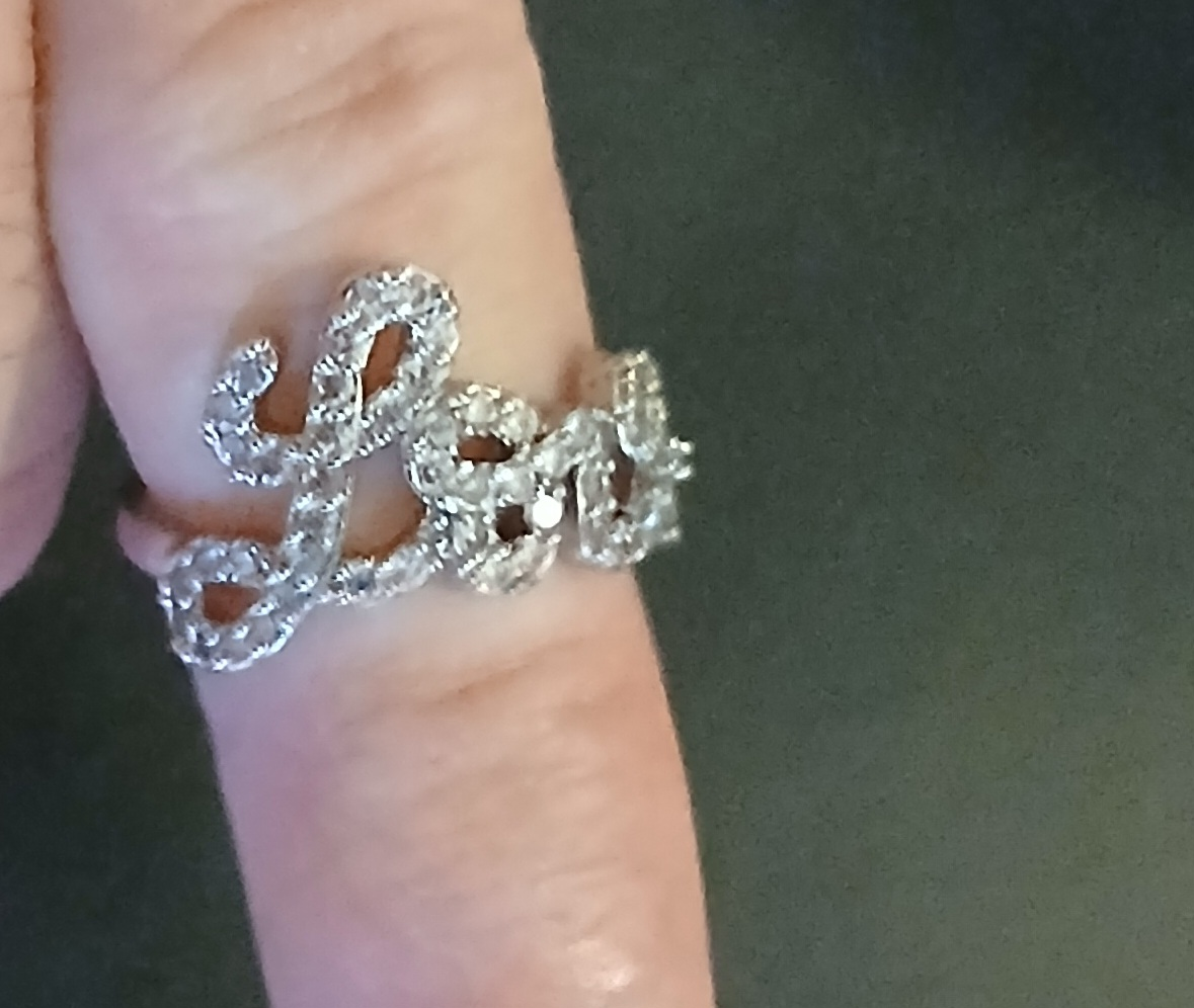 Sparkly 'Love' Silver Ring
