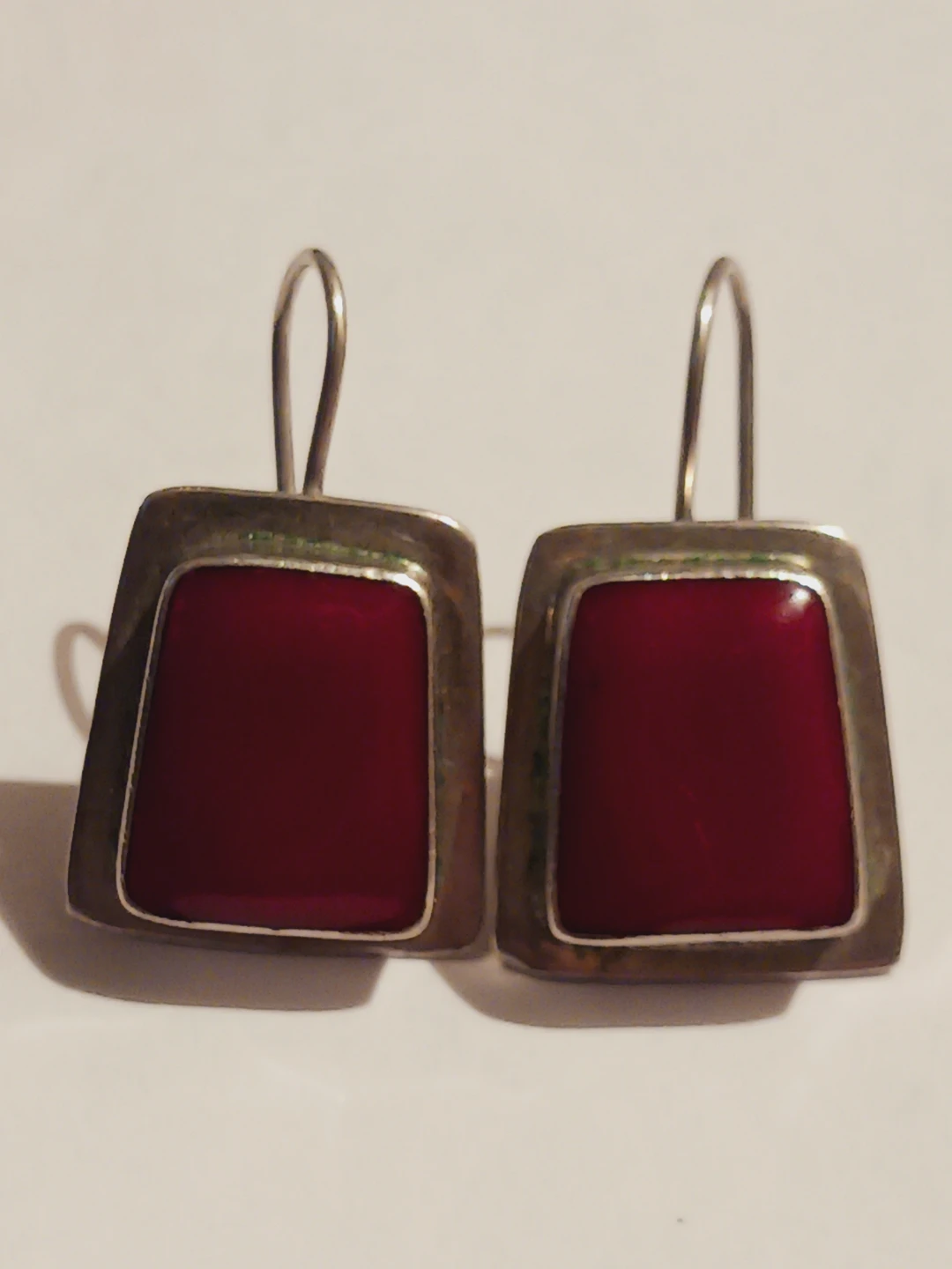 ATI MEXICO Sterling Silver Red Stone Square Earrings - photo 3
