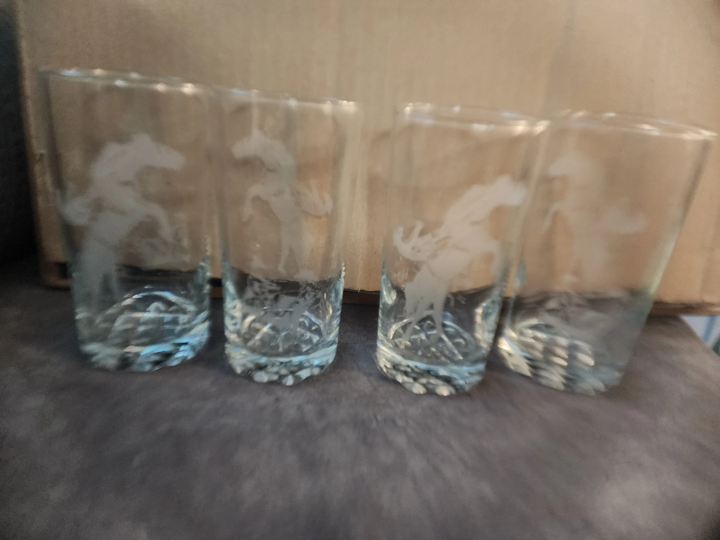 Set of 4 Etched Glass Tumblers - 1984 vintage - photo 2