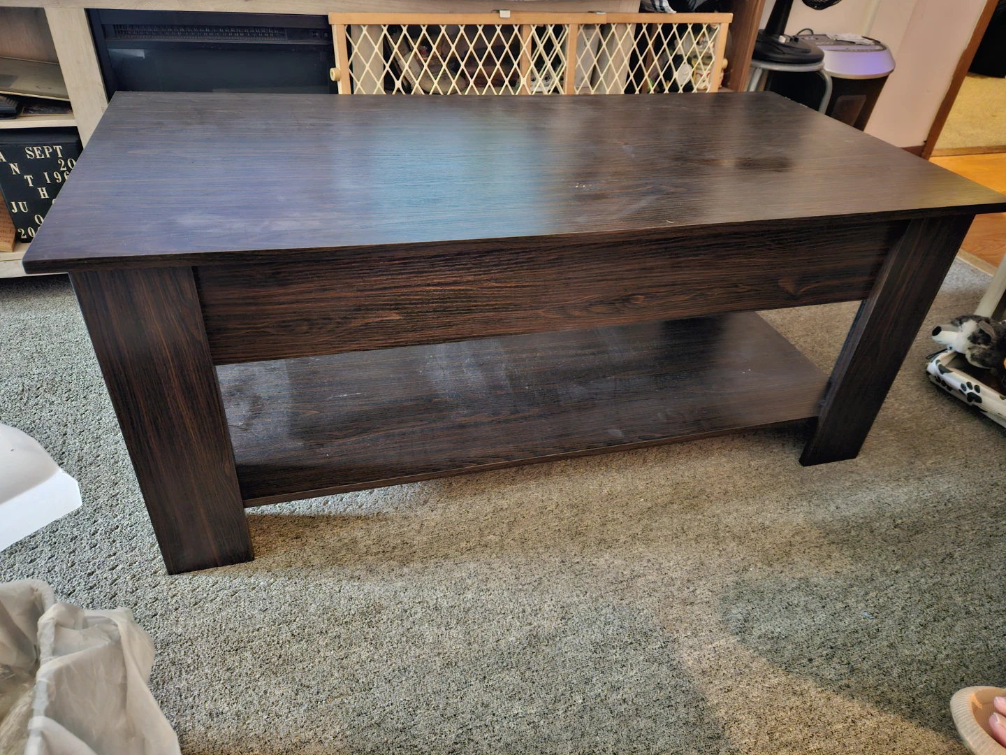 Dark Wood Coffee Table with Storage Shelf - photo 3