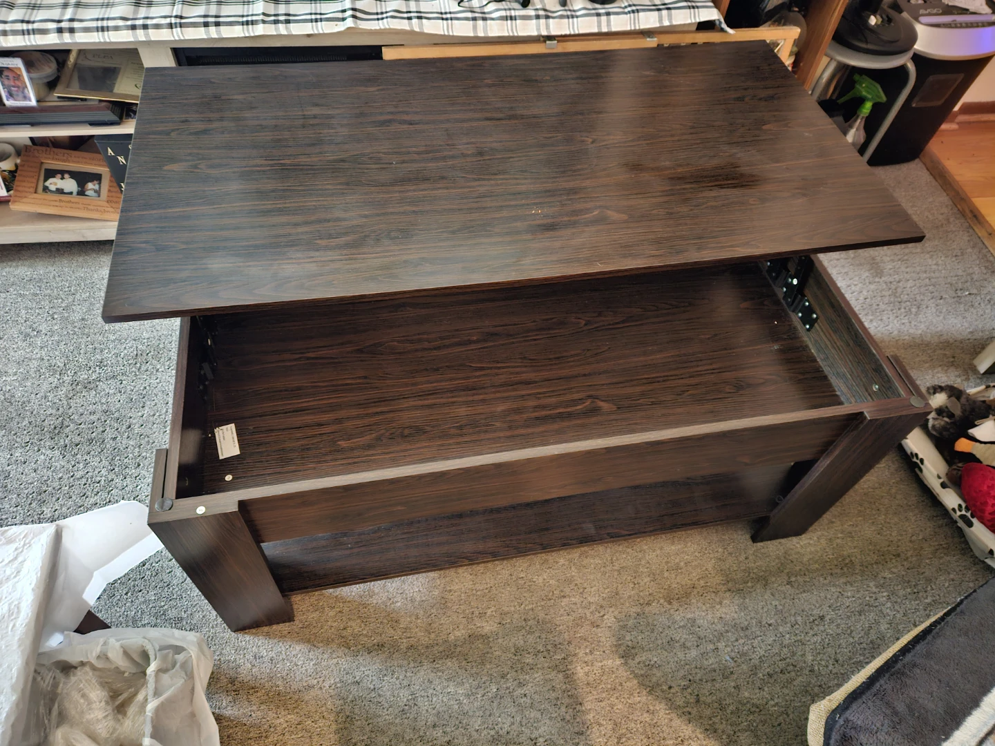 Dark Wood Coffee Table with Storage Shelf - photo 4