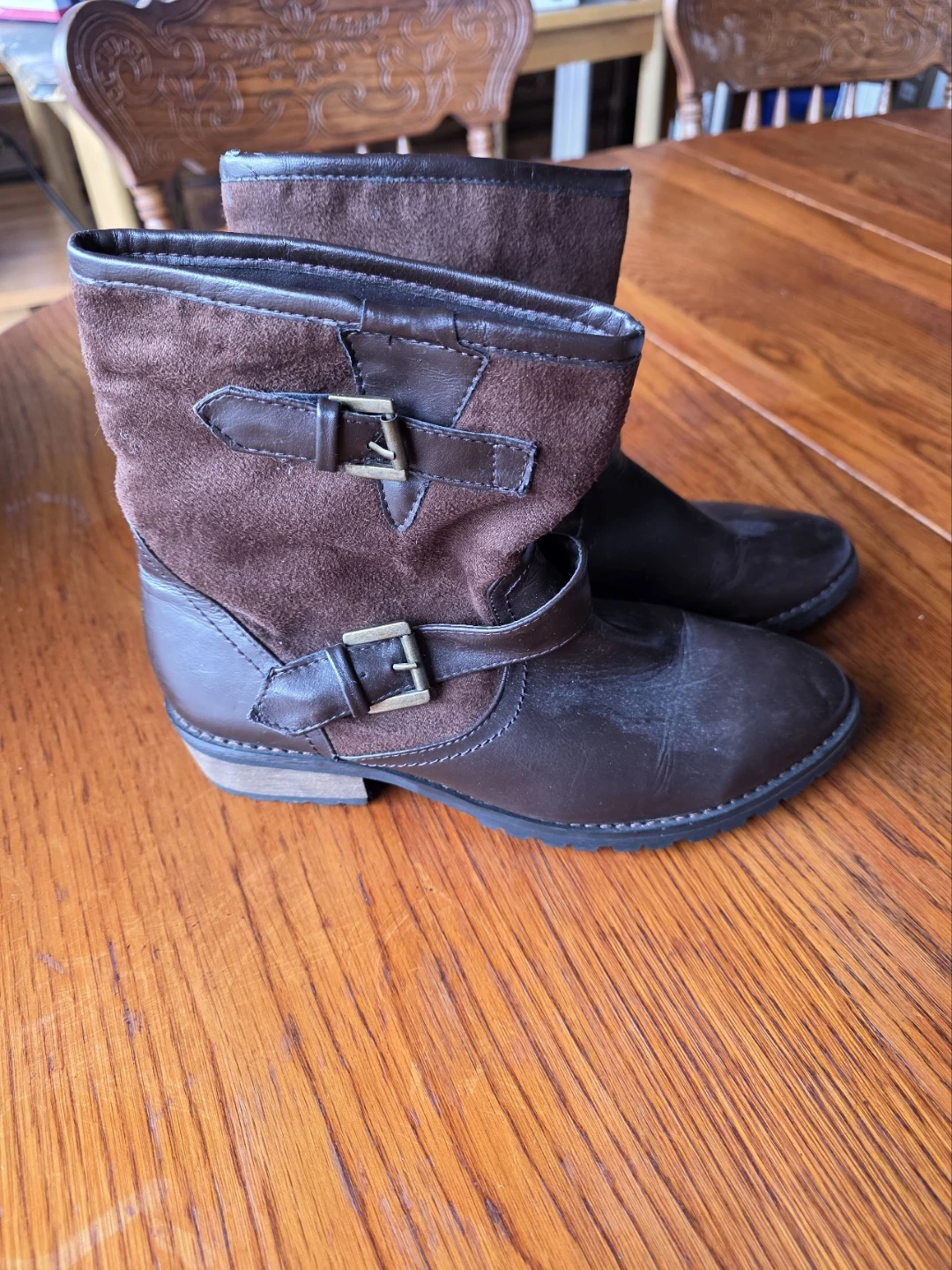 Brown Suede & Leather Buckle Boots - photo 3