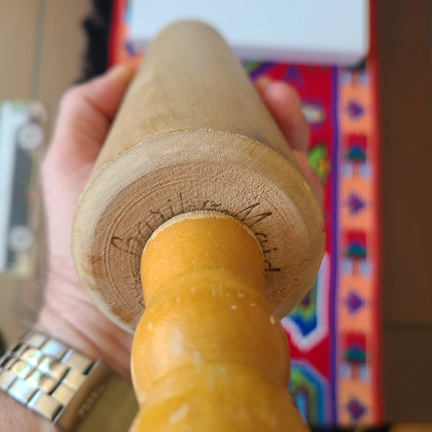 Wooden Rolling Pin vintage ball bearing Baribo Maid - photo 2