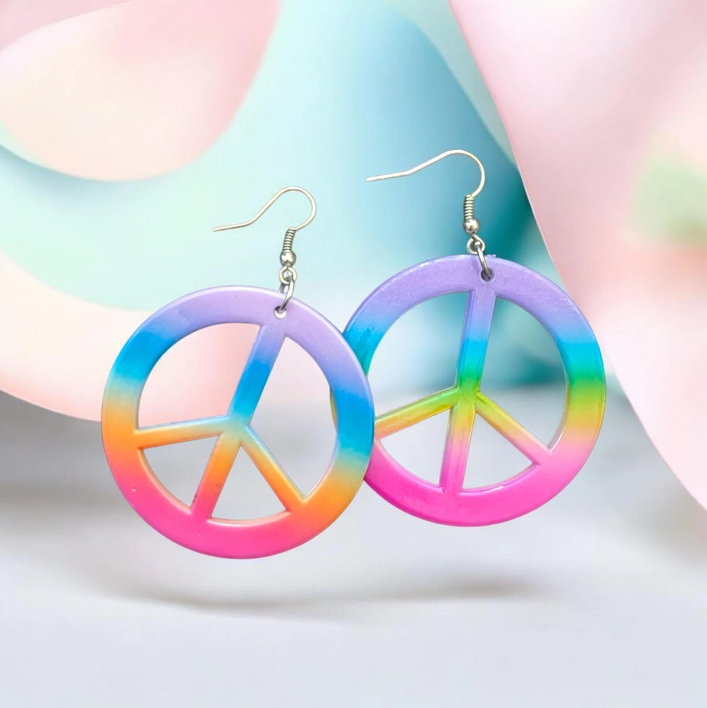 Peace Sign Rainbow Earrings - photo 2