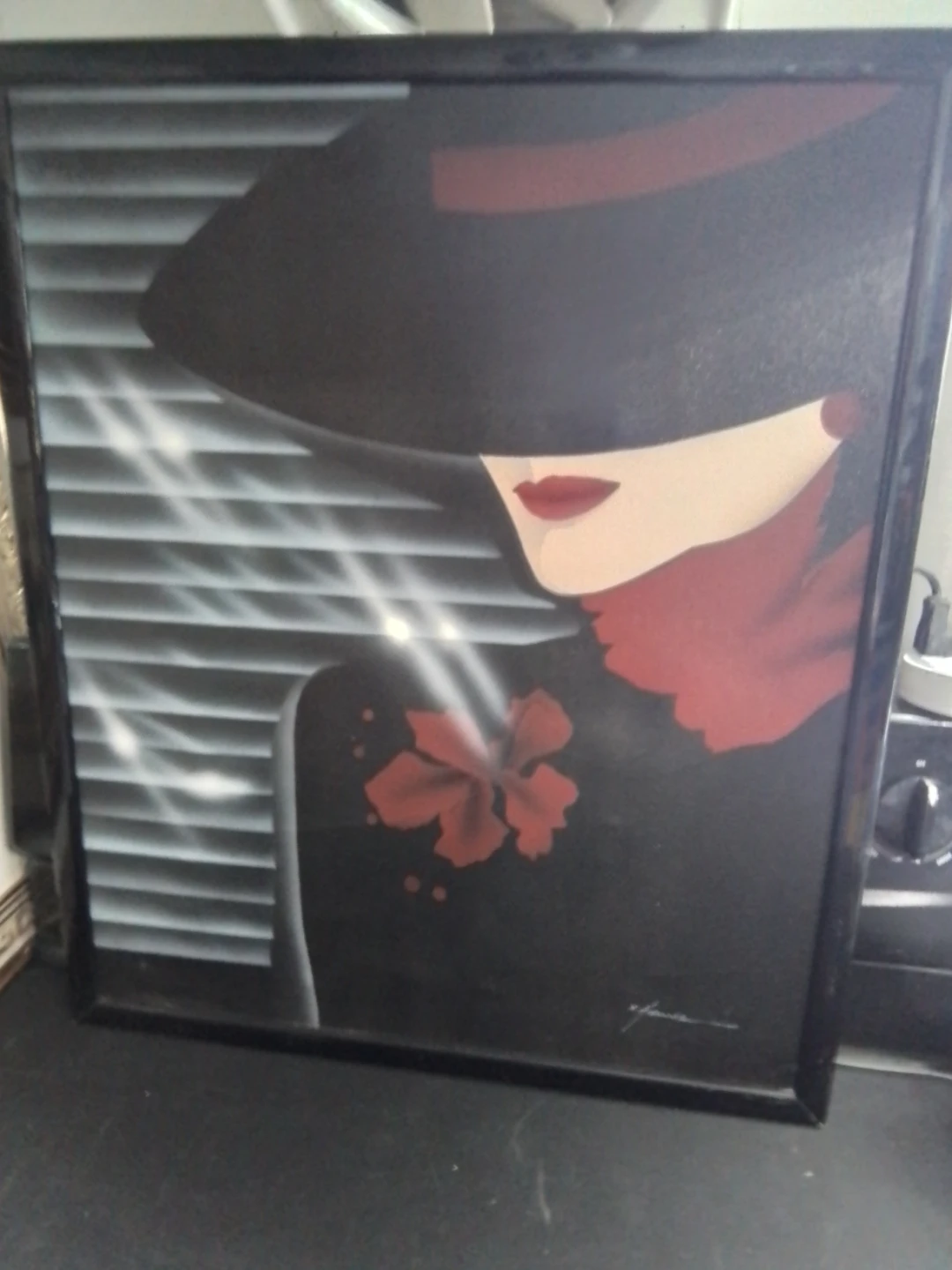 Vintage 1980s Athena Art Canvas: "Belle de Nuit" by V. Harris - photo 2
